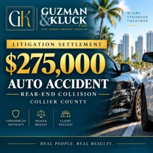 275000 rear end auto accident settlement collier county